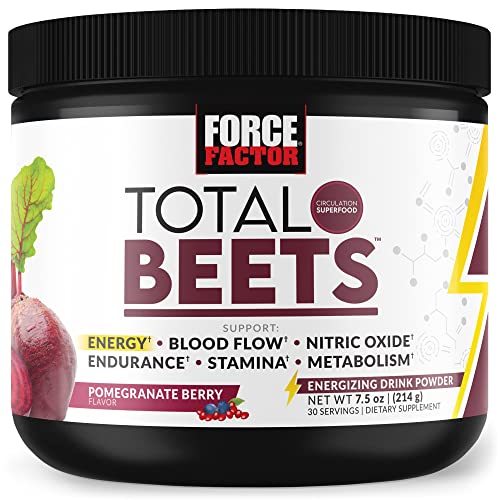 Force Factor Total Beets Energy Drink Mix, Superfood Beet Root Powder with Nitrates 
