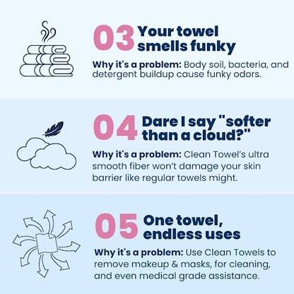 Clean Skin Club Clean Towels XL, Dermatologist Approved, 100% USDA