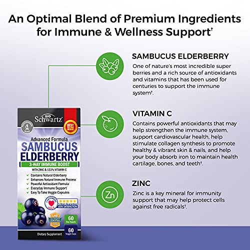 Elderberry with Zinc and Vitamin C for Adults - Immune Support Vitamins