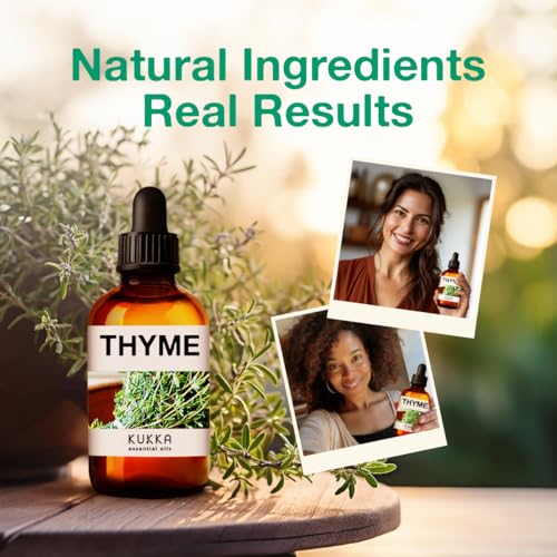 Kukka Thyme Essential Oil for Hair Thyme Oil for Skin - 100% Natural Thyme Essential Oil for Diffuser