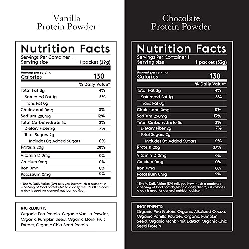 Truvani Organic Vegan Protein Powder Sample Pack - 20g of Plant Based Protein, Organic