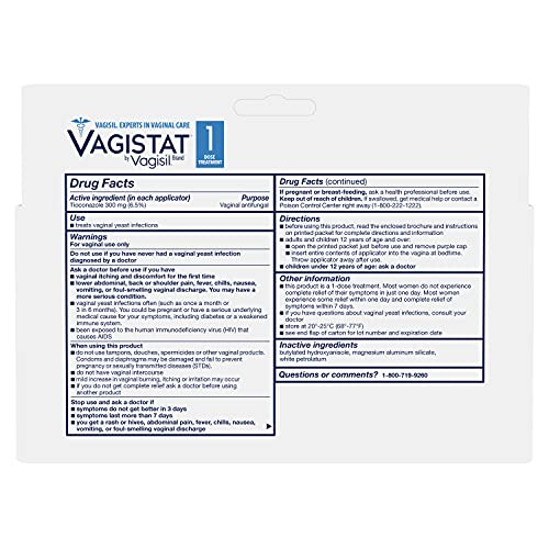 Vagistat 1 Day Single-Dose Yeast Infection Treatment for Women, Antifungal Ointment Helps Relieve Vagisil