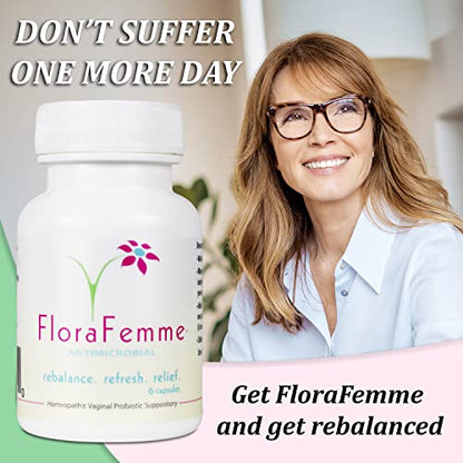 FLORAFEMME - pH Vaginal Probiotics Suppository - Supports pH Balance of Yeast & Bacteria