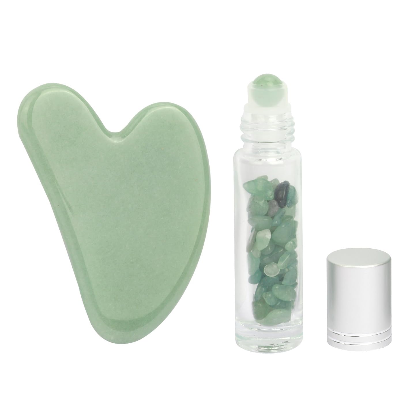 Padime 2 pcs | Premium Set | Real Jade Gua Sha Tool for Facial Skin Care + Glass Bottle for Your Oil Padimë