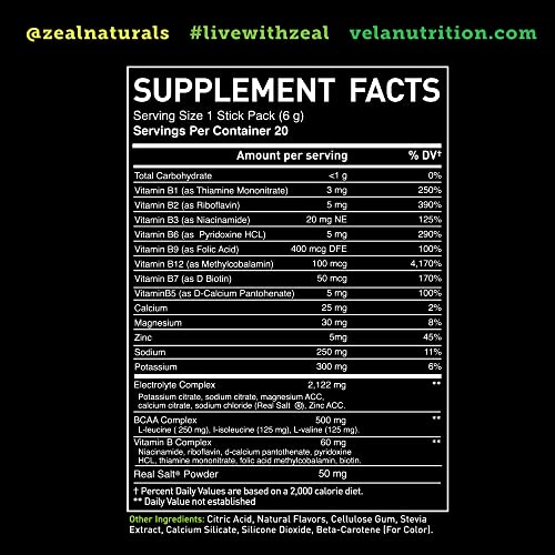 Enhanced Electrolyte Powder Stick Packs (Lemon Lime - 20 Packets) Sugar Free Zeal Naturals