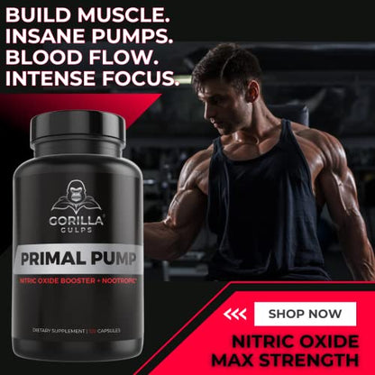 Gorilla Gulps - Primal Pump Nitric Oxide Supplement Nootropic 1500mg Nitrosigine L