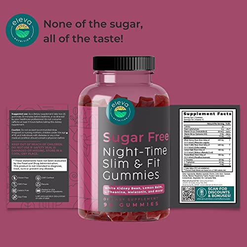 Eleva Nutrition Sugar-Free Night-Time Slimming Gummies - Keto Friendly Hunger Suppressant Eleva Nutrition