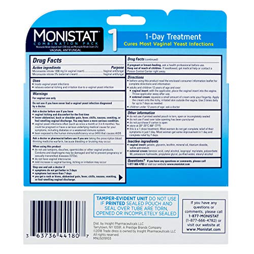MONISTAT 1-Dose Yeast Infection Treatment, 1 Ovule Insert & External Itch Cream Monistat