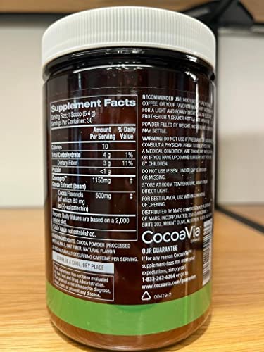 CocoaVia Cardio Health Cocoa Powder, 60 Servings, 500mg Cocoa Flavanols CocoaVia