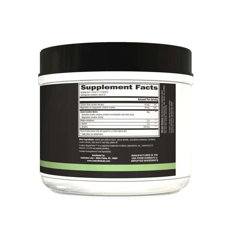 CONTROLLED LABS Green Magnitude Supplement, Synergistic Creatine Formula Powder, Promotes Strength, Stamina, and Performance, (Sour Green Apple, 30 Servings)