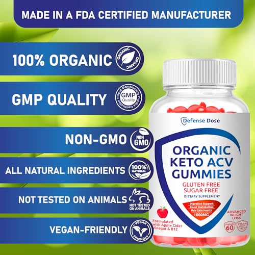 Organic Keto ACV Gummy Advanced Weight Loss - Gluten & Sugar Free Pro Active Rapid Belly Defense Dose