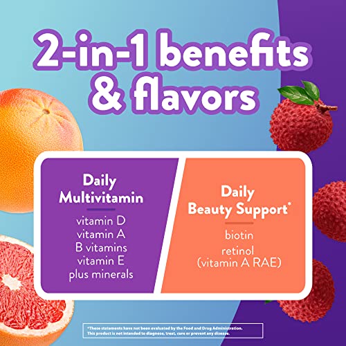 Vitafusion Multivitamin Plus Beauty – 2-in-1 Benefits – Adult Gummy with Hair, Skin & Nails