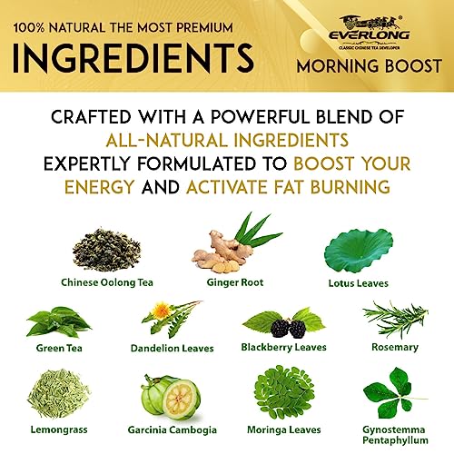 EVERLONG Detox Tea 28 Day Morning Boost Tea and Night Cleanse Tea, Burn Fat and Boost