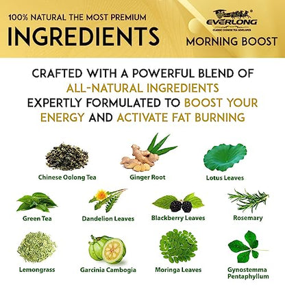 EVERLONG Detox Tea 28 Day Morning Boost Tea and Night Cleanse Tea, Burn Fat and Boost