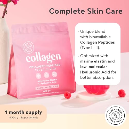 Collagen Powder with Hyaluronic Acid 400g - Premium Bovine Collagen Type I, II, III Alpha Foods