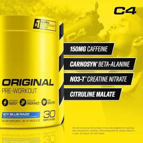 Cellucor C4 Original Pre Workout Powder ICY Blue Razz & C4 Sport Pre Workout Powder Blue Raspberry