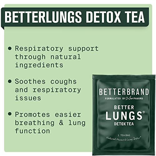 Betterbrand BetterLungs Detox Tea - 15 Herbal Tea Bags - Mullein Leaf, Ginseng, Elderberry