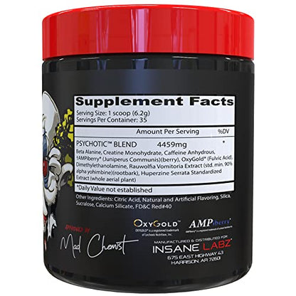 Insane Labz Psychotic, High Stimulant Pre Workout Powder, Extreme Lasting Energy