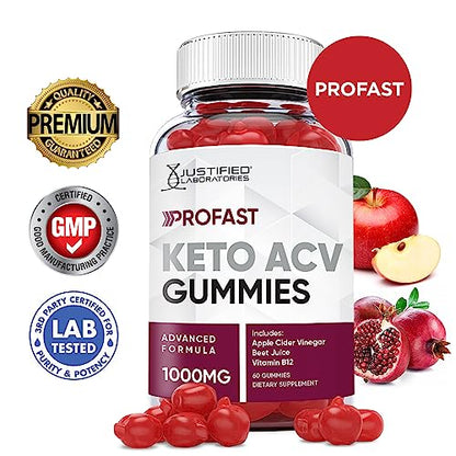 Justified Laboratories ProFast Keto ACV Gummies 1000MG Pro Fast Vegan Non GMO