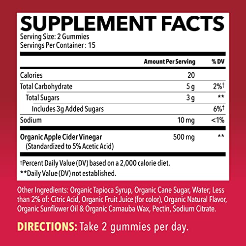 HAVASU NUTRITION Organic Apple Cider Vinegar Gummies with The Mother | Metabolism Stomach Control & Energy Support | Vegan & Non-GMO Natural Apple Flavor | 30 Count