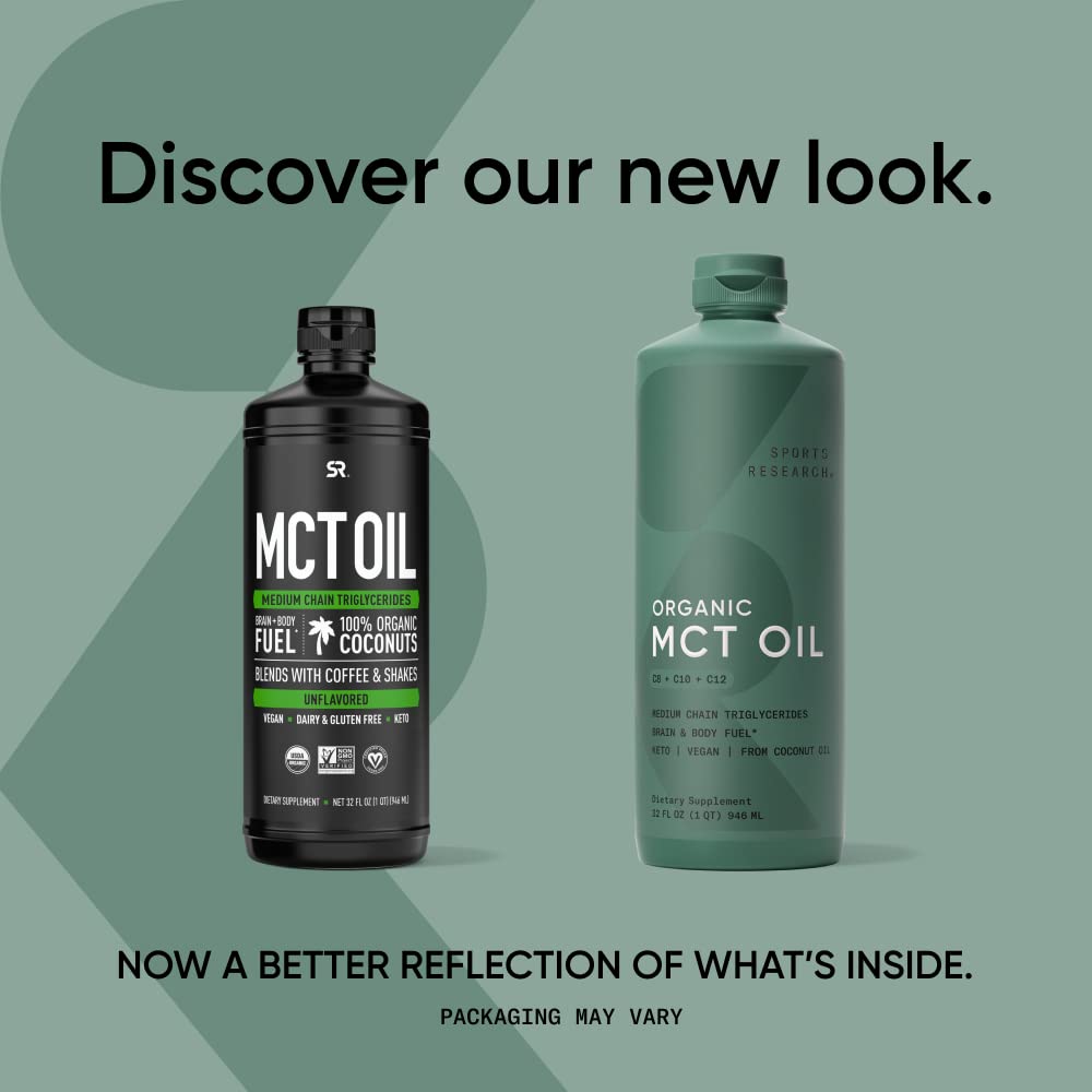 Sports Research Keto MCT Oil from Organic Coconuts - Fatty Acid Fuel for Body Sports Research
