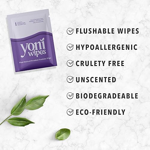 Yoni Wipes - 30 Count Biodegradable & Flushable Feminine Wipes, pH-Balanced, Aloe Vera & Vitamin E Yoni Wipes
