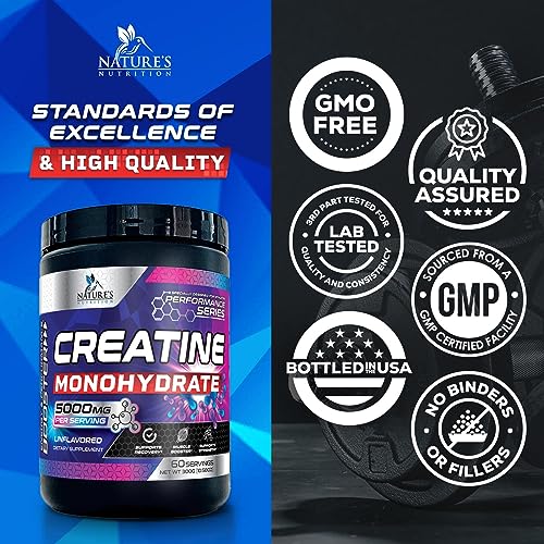 Micronized Creatine Monohydrate Powder - 100% Pure Unflavored Creatine Powder Nature's Nutrition