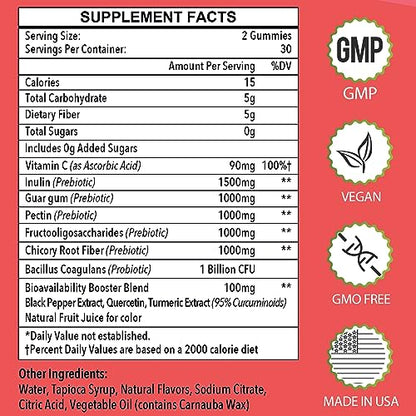 Fiber Gummies for Adults-Probiotic & Prebiotic Fiber Gummies for Men & Women