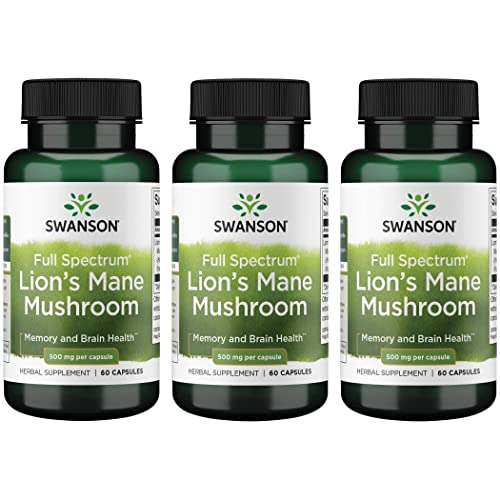 Swanson Lion's Mane Mushroom Capsules - 500 mg Each, 60 Capsules