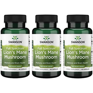Swanson Lion's Mane Mushroom Capsules - 500 mg Each, 60 Capsules