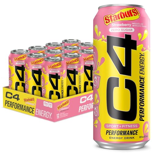 Cellucor C4 Energy Drink, STARBURST Strawberry, Carbonated Sugar Free Pre Workout 