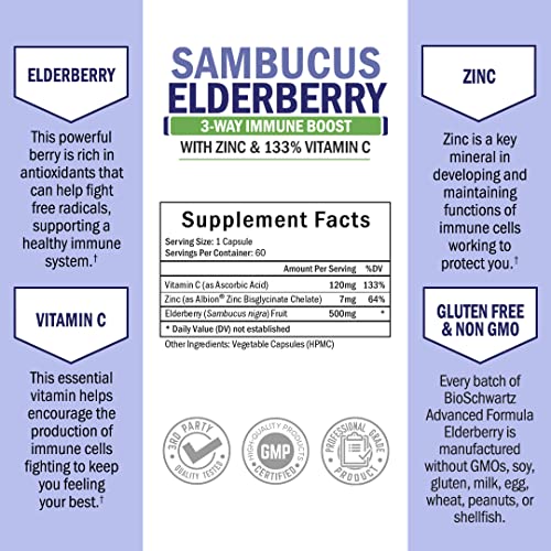 Elderberry with Zinc and Vitamin C for Adults - Immune Support Vitamins BioSchwartz