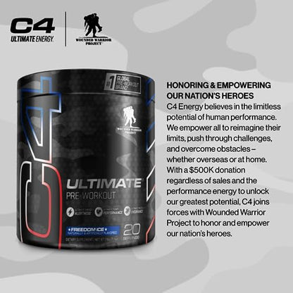 C4 Ultimate x Wounded Warrior Project Pre Workout Powder Freedom Ice - Sugar Free