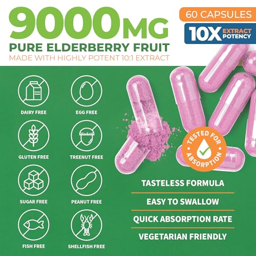 ForestLeaf Sambucus Elderberry with Vitamin C and Zinc - 9000mg Ult