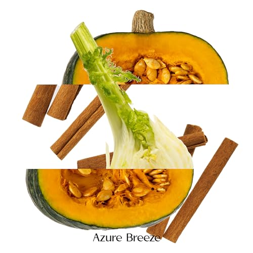 Pumpkin Scented Candles for Home - 12 oz, 70 Hours Burning - Natural Essential Oils & Soy Wax Azure Breeze