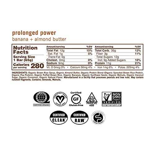 GoMacro MacroBar Organic Vegan Protein Bars - Banana + Almond Butter, (2.3 Ounce Bars