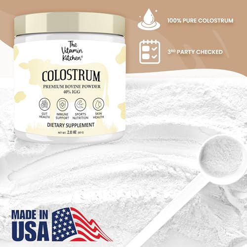 Bovine Colostrum Powder Supplement (40% IgG + No Fillers) Supports Gut The Vitamin Kitchen