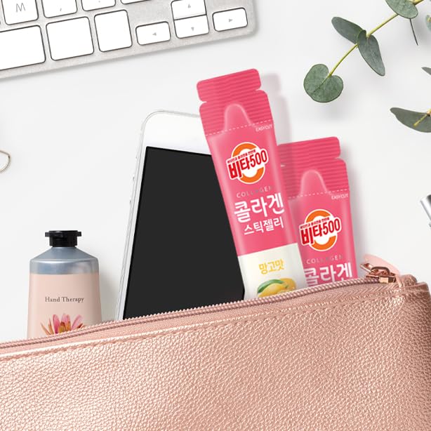 KWANGDONG Vita500 Mango Collagen Peptides Stick Jelly, with Vitamin C, to Support Skin