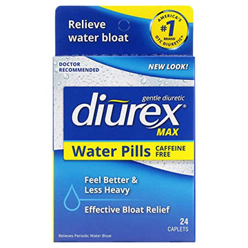 Diurex Max Water Pills - Maximum Strength Caffeine Free Diuretic - Relieve Water Bloat - 24 Count