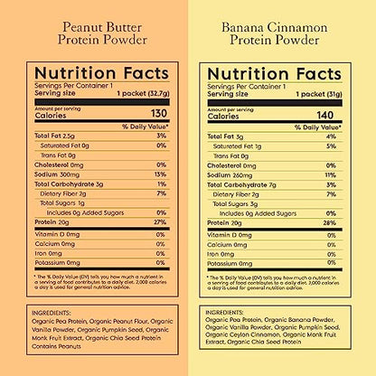 Truvani Organic Vegan Protein Powder Sample Pack - 20g of Plant Based Protein, Organic