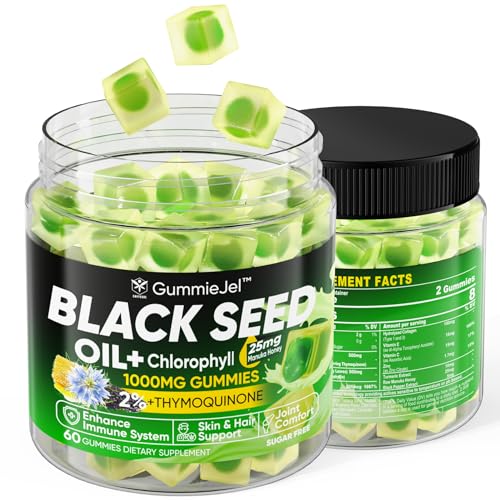 Sugar Free Black Seed Oil Filled Gummies & Chlorophyll, with Hydrolyzed Collagen