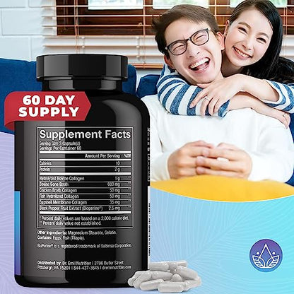 DR EMIL NUTRITION Multi Collagen Pills - 180 Capsules - Collagen Supplements to Support