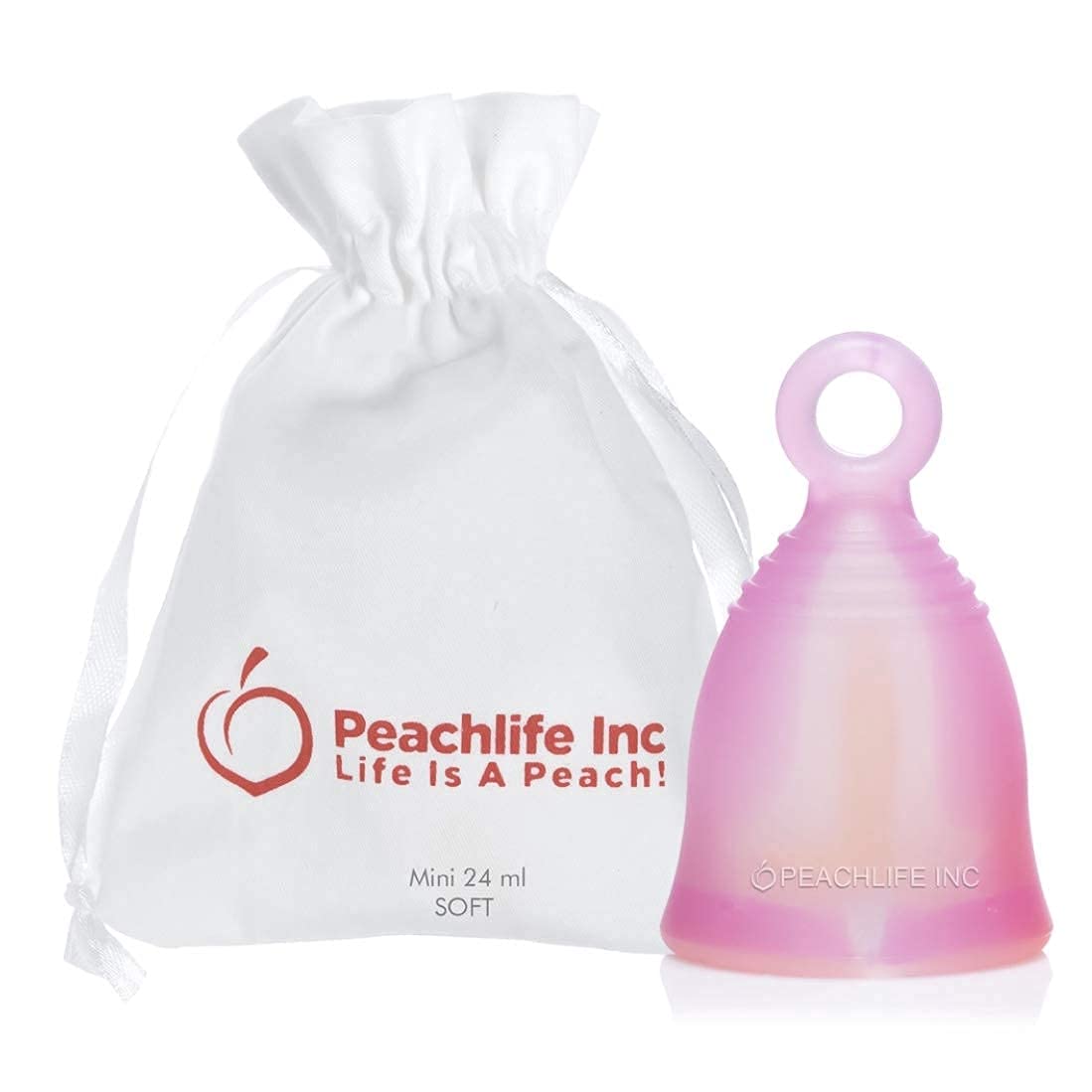 Peachlife Boric Acid Suppositories and Small Soft Menstrual Cup with Ring Pull Peachlife