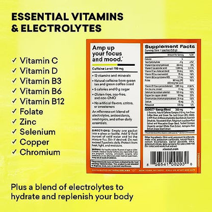 EBOOST Energy Drink & Electrolyte Powder, 20 Packets - Super Powder Orange