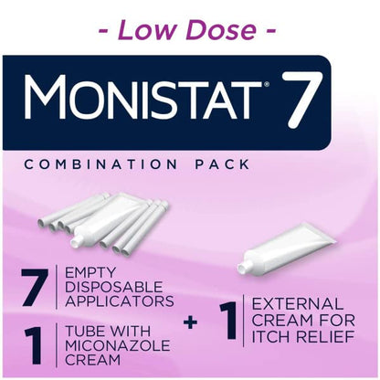 Monistat 7-Day Yeast Infection Treatment | Cream + External Itch Relief Cream | Pack of 2