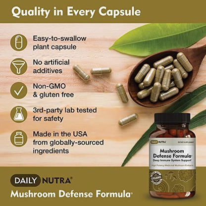 DailyNutra Mushroom Defense Formula - Immune Support Supplement | Organic