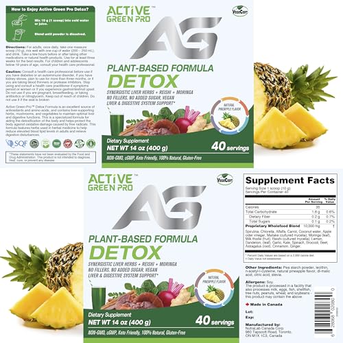Active Green Pro - Detox Powder, Blend of Synergistic Liver Herbs, Reishi, Moringa & Vegetables