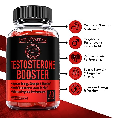 Testosterone Booster For Men Gummies - Enhances Strength & Stamina - Optimizes Physical Atlantis Nutrition