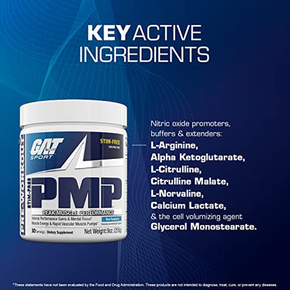 GAT SPORT PMP (Peak Muscle Performance), Pre-Workout, 30 Servings (Blue Raspberry