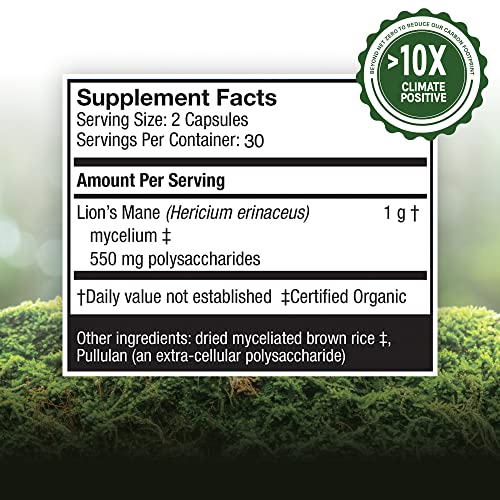 Host Defense, Lion's Mane Capsules, Promotes Mental Clarity, Focus and Memory Host Defense